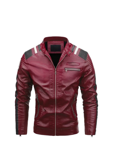 Bernie Men's Red Moto Leather Jacket