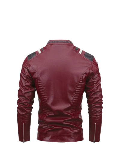 Bernie Men's Red Moto Leather Jacket