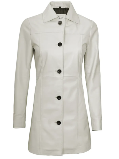 Bertie Women's Off White Leather Coat