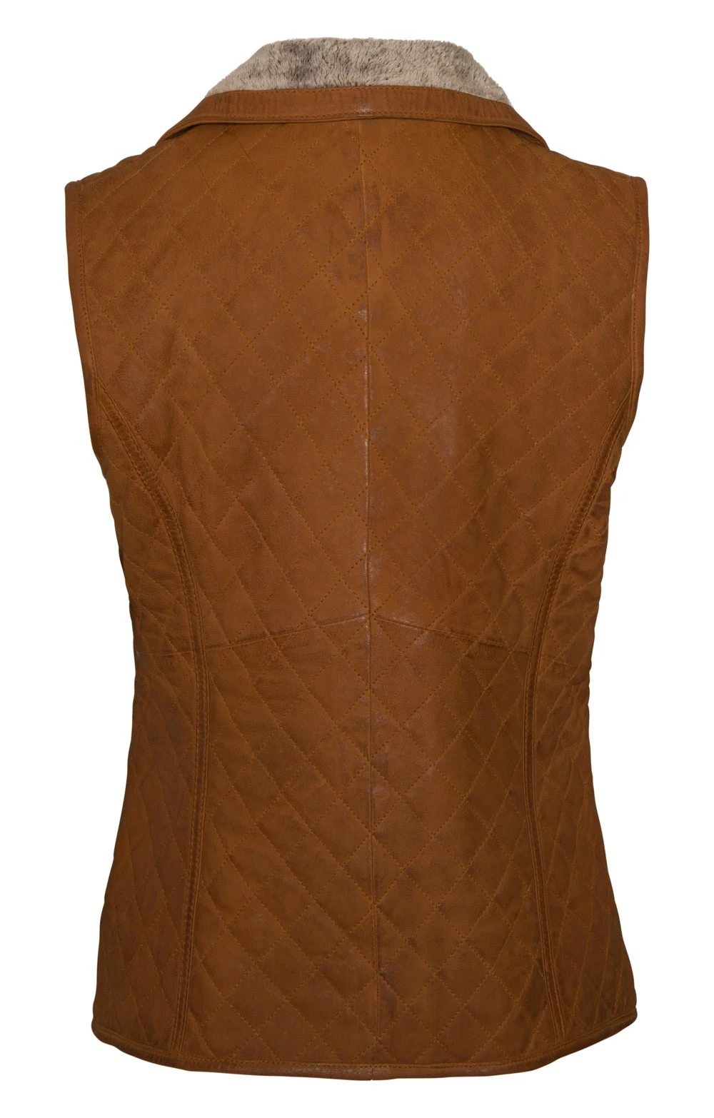 Bertram Ladies Tan Distressed Leather Gilet