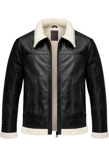 Beverly Men's Black Shearling Leather Jacket