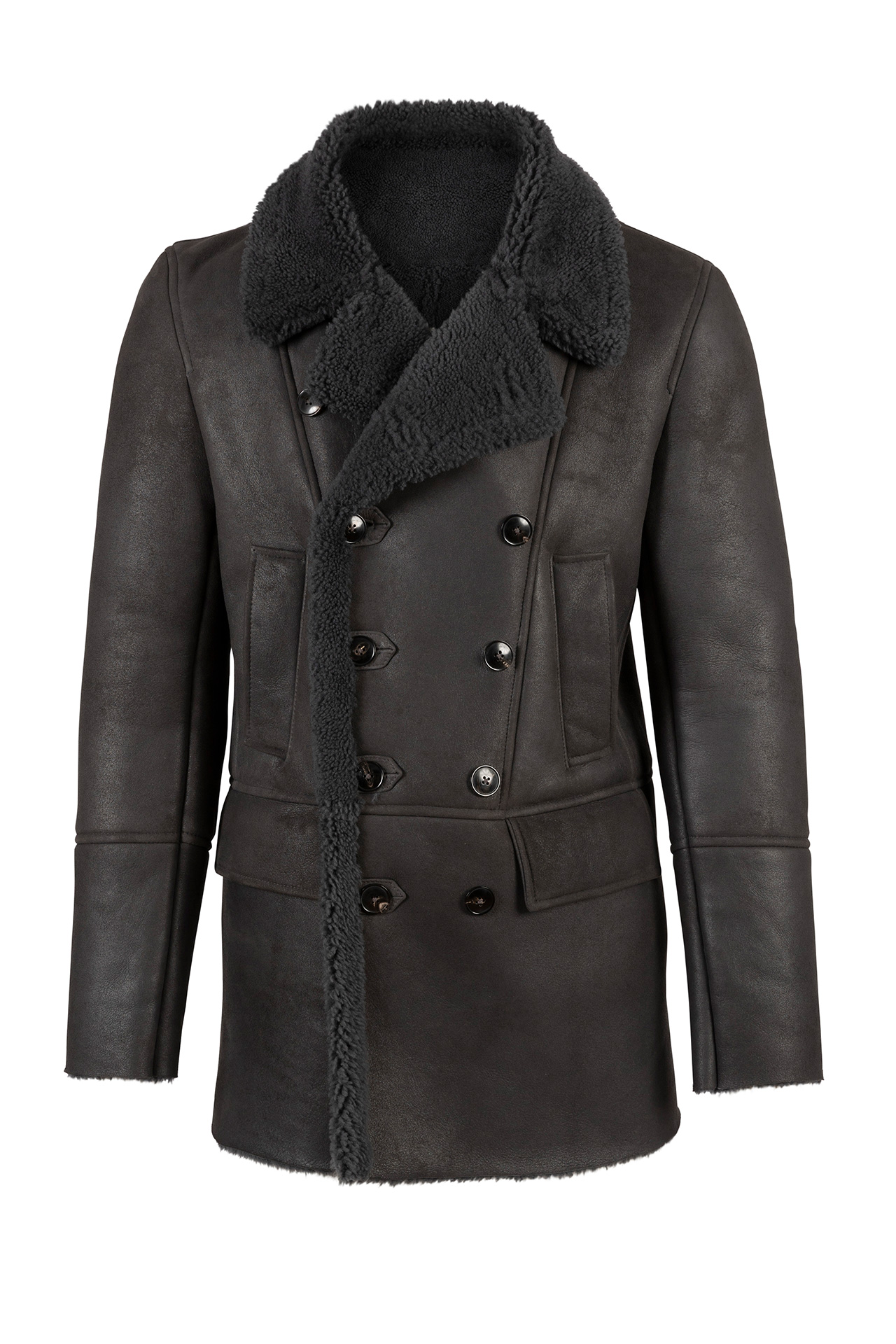 Blaine Men's Dark Brown Double Breasted Leather Coat