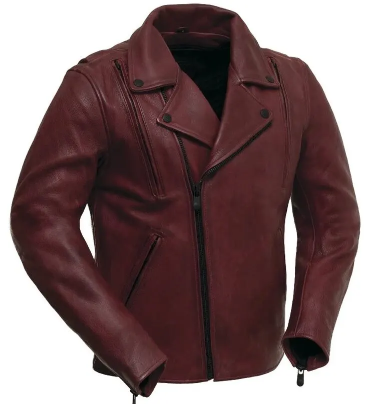 Blake Men's Maroon Moto Leather Jacket