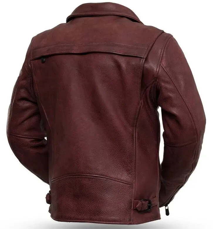 Blake Men's Maroon Moto Leather Jacket