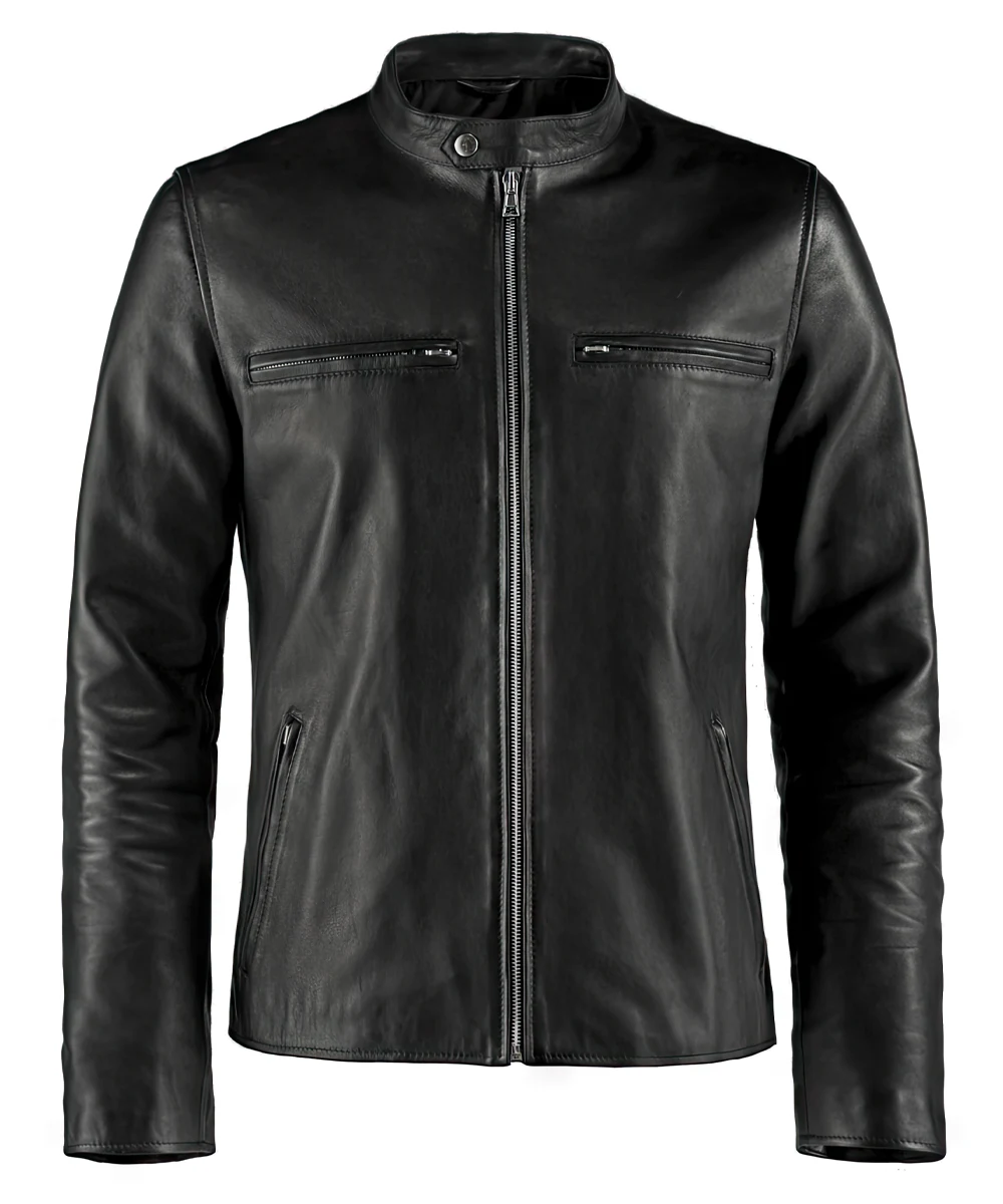 Booker Men's Black Biker Leather Jacket