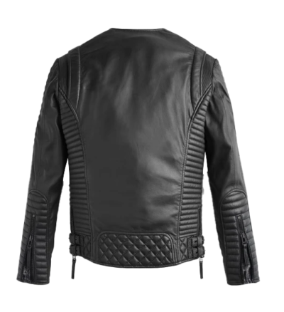 Branden Men's Black Collarless Moto Leather Jacket
