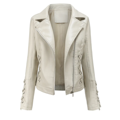 Braxton Ladies White Faux Leather Jacket