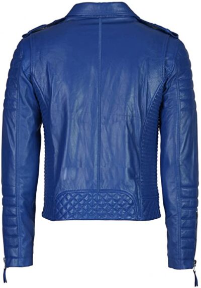 Brayden Men's Blue Biker Leather Jacket