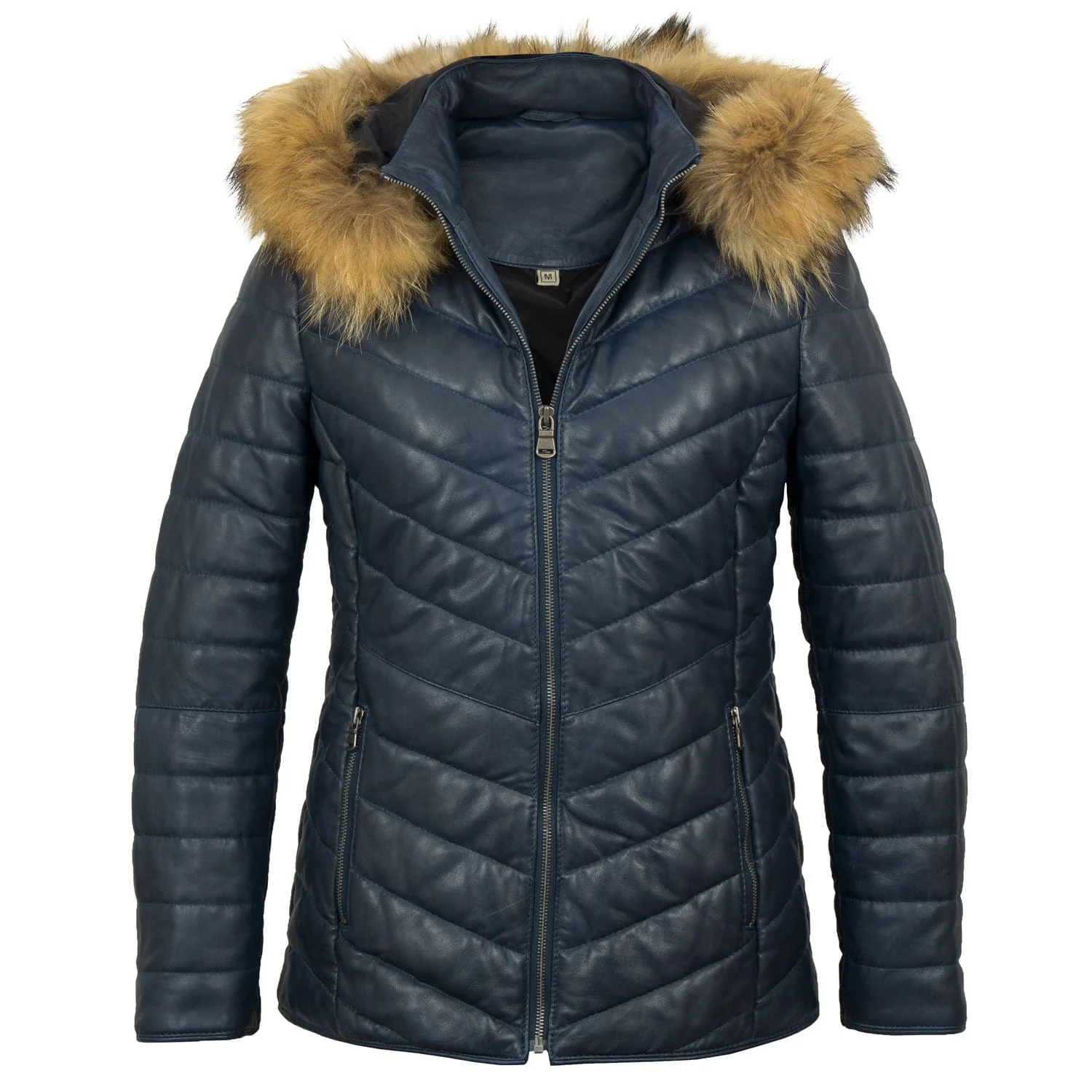 Bridie Women's Blue Leather Padded Coat