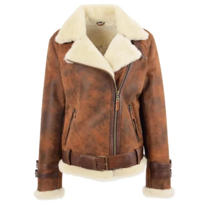 Briley Women's Aviator Pilot Vintage Leather Jacket