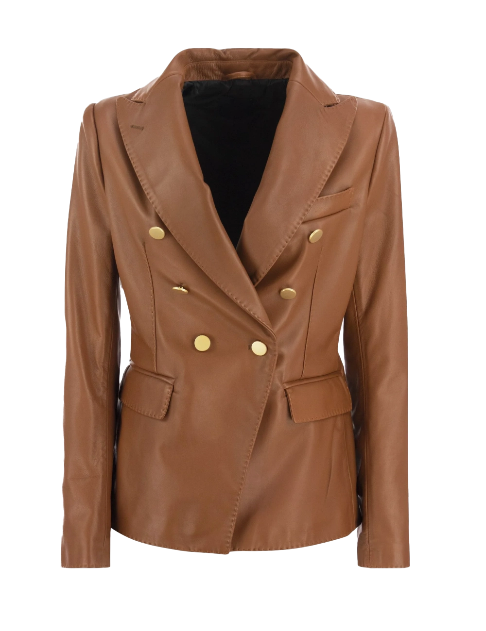 Bronwyn Women's Brown Double Breasted Leather Blazer