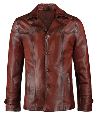 Carmine Men's Vintage Red Leather Jacket