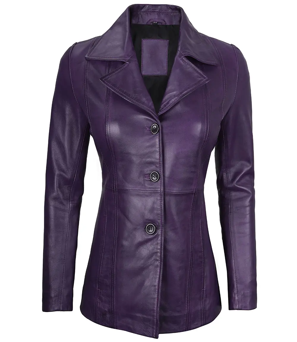 Cecilia Women's Purple Leather Blazer