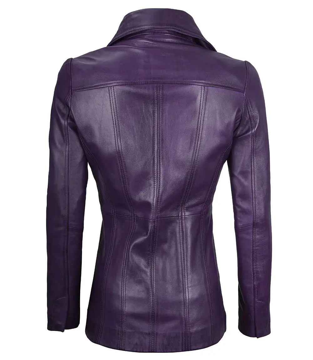 Cecilia Women's Purple Leather Blazer