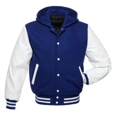 Claude Men's Blue Hoodie Varsity Jacket