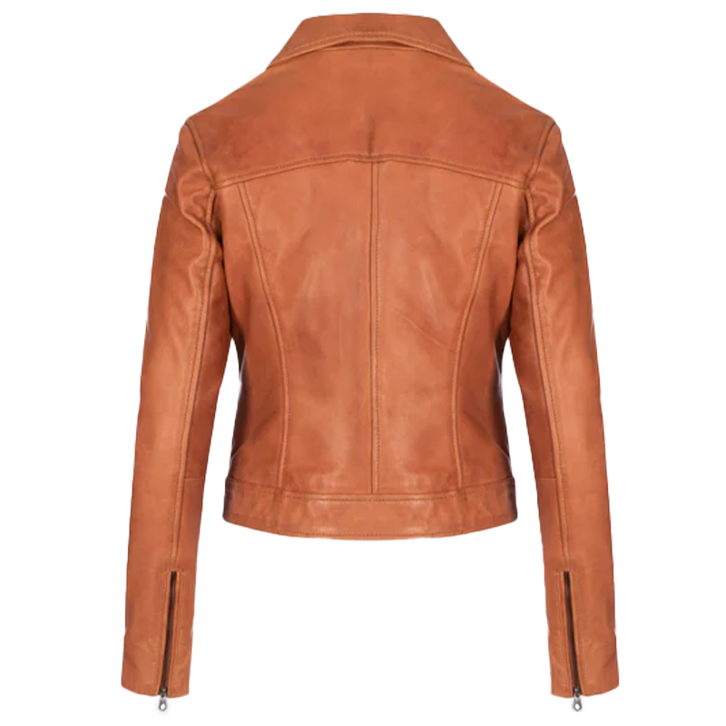 Clotilde Women’s Tan Bomber Leather Jacket