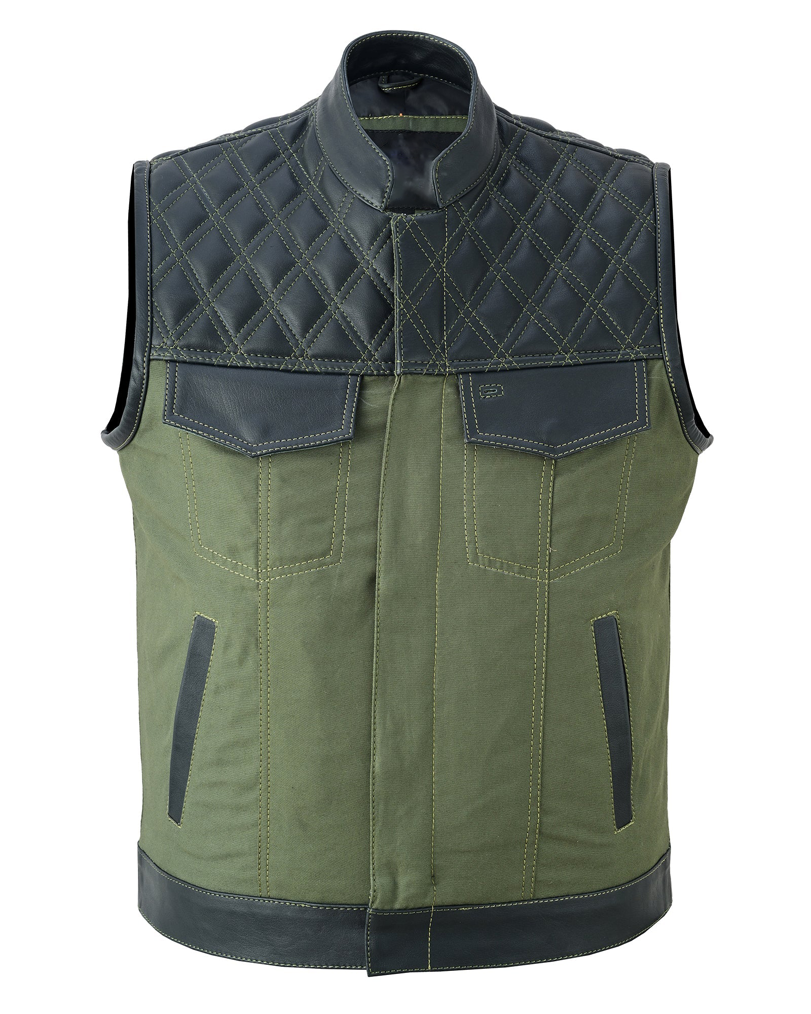 Cullen Men's Green Leather Gilet