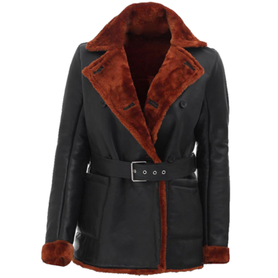 Damien Women's Brown Shearling Leather Coat