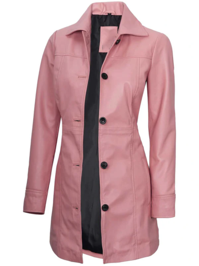Darcie Women's Pink Leather Coat