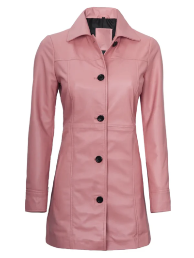 Darcie Women's Pink Leather Coat