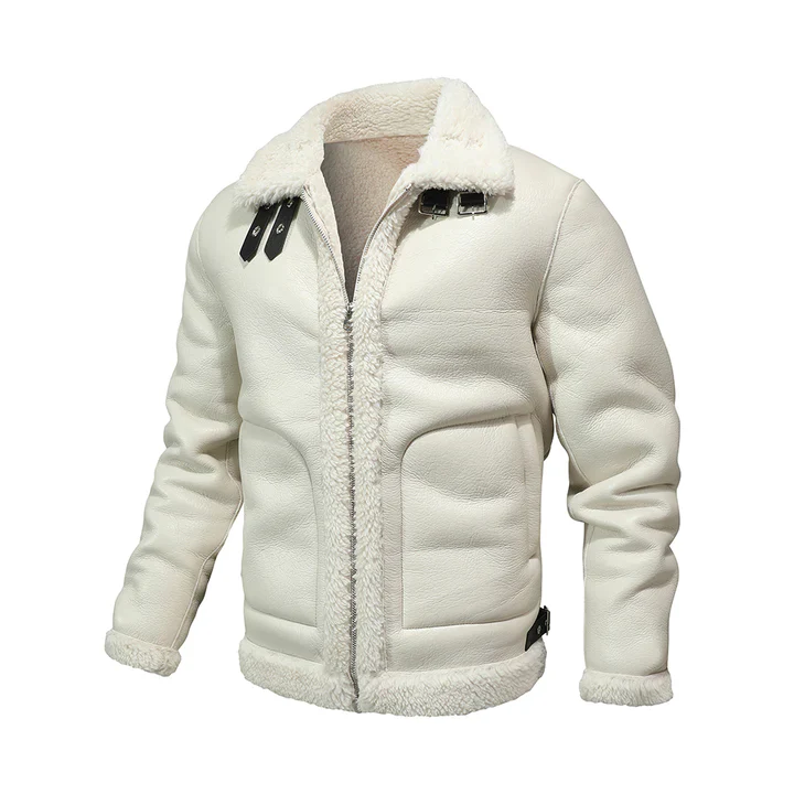 Darian Men's White Shearling Leather Jacket