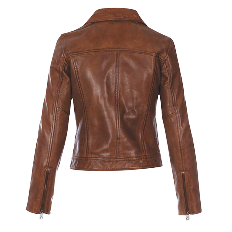 Darwin Women's Cognac Bomber Leather Jacket