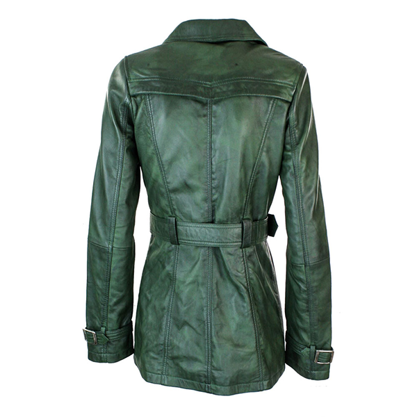 Davian Women's Double Breasted Leather Coat