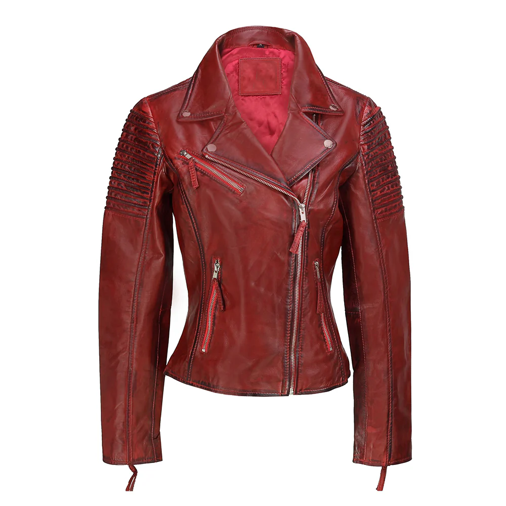 Dayna Ladies Biker Leather Jacket