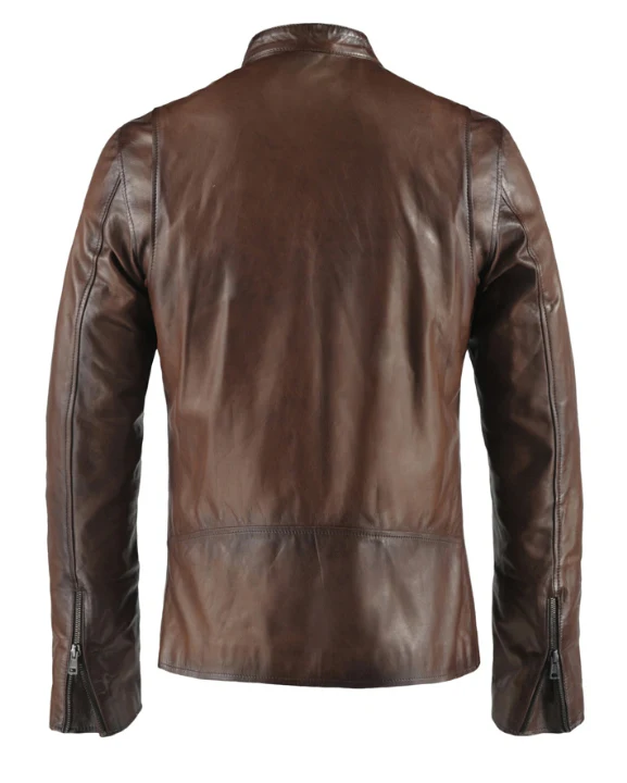 Delbert Men's Brown Vintage Biker Leather Jacket