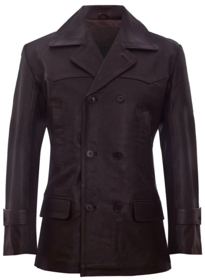 Demetrius Men's Brown Double Breasted Leather Coat