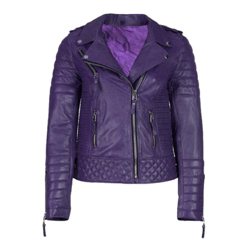 Denise Women's Purple Rider Leather Jacket