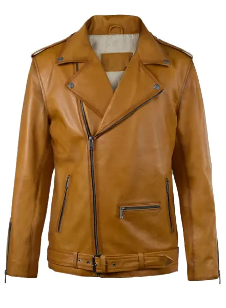 Derek Men's Caramel Biker Leather Jacket