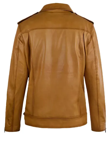 Derek Men's Caramel Biker Leather Jacket