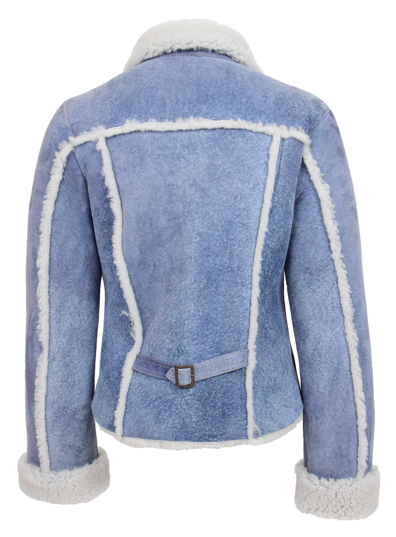 Desirae Women’s Blue Sheepskin Leather Jacket