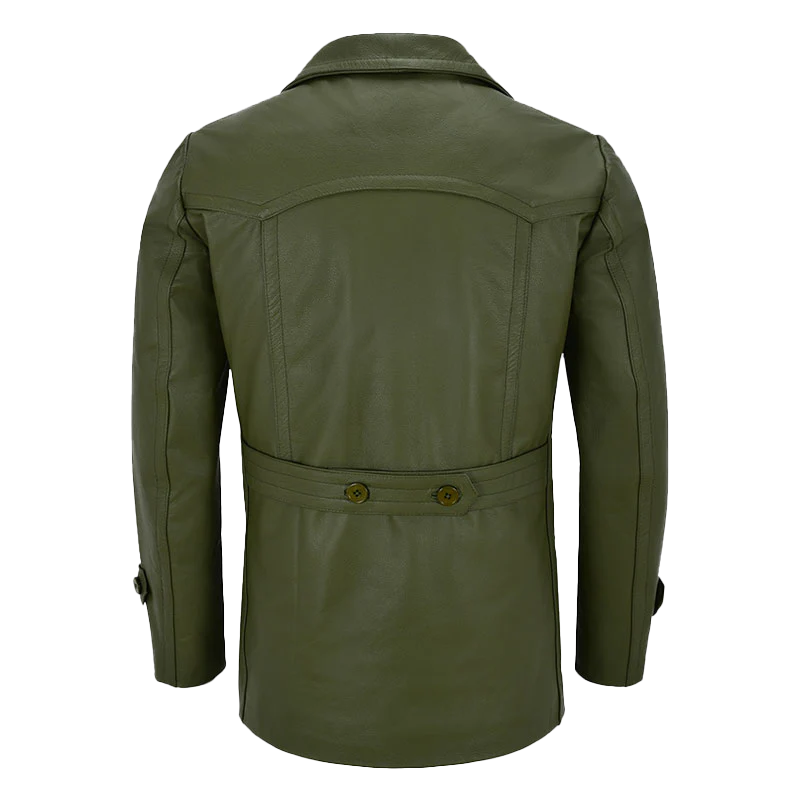 Desmond Men's Green Double Breasted Leather Blazer