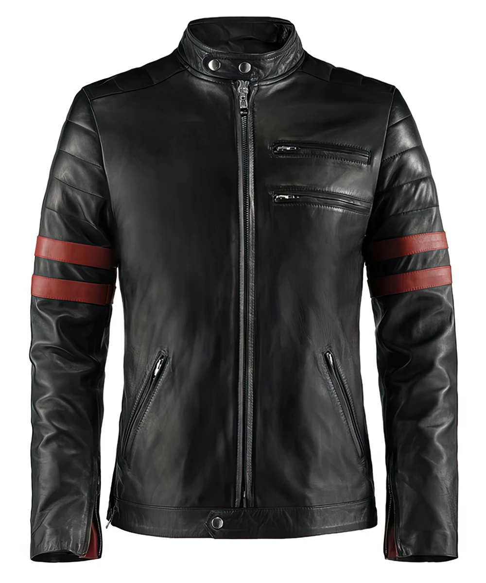 Domenic Men's Black Moto Leather Jacket