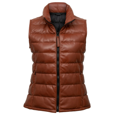 Dwight Ladies Brown Leather Gilet