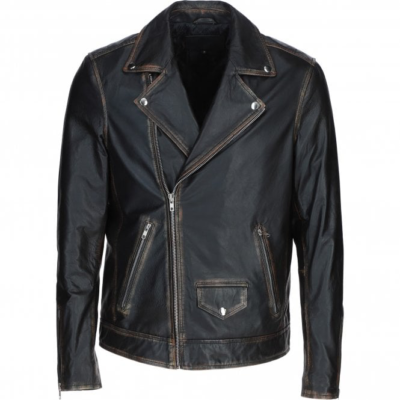 Efrain Men's Black Biker Leather Jacket
