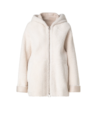 Efrain Women's Oversized Shearling Leather Jacket With Hood