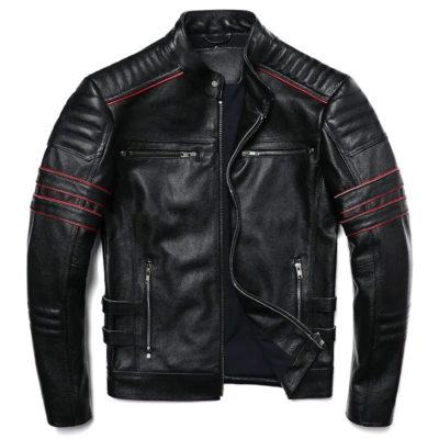 Elias Men's Black Cafe Racer Leather Jacket