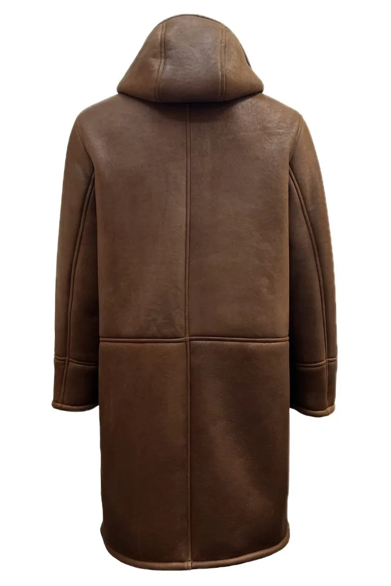 Elroy Men's Brown Sheepskin Leather Coat