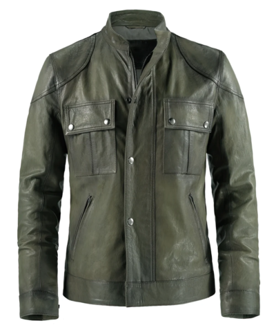 Elwood Men's Green Leather Jacket
