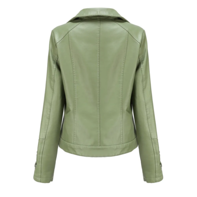 Elyse Ladies Green Faux Leather Jacket