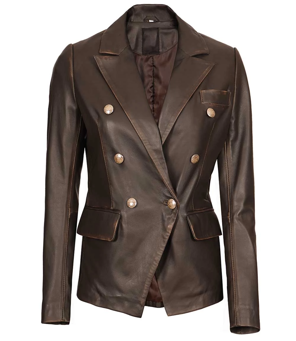 Emory Women's Brown Leather Blazer