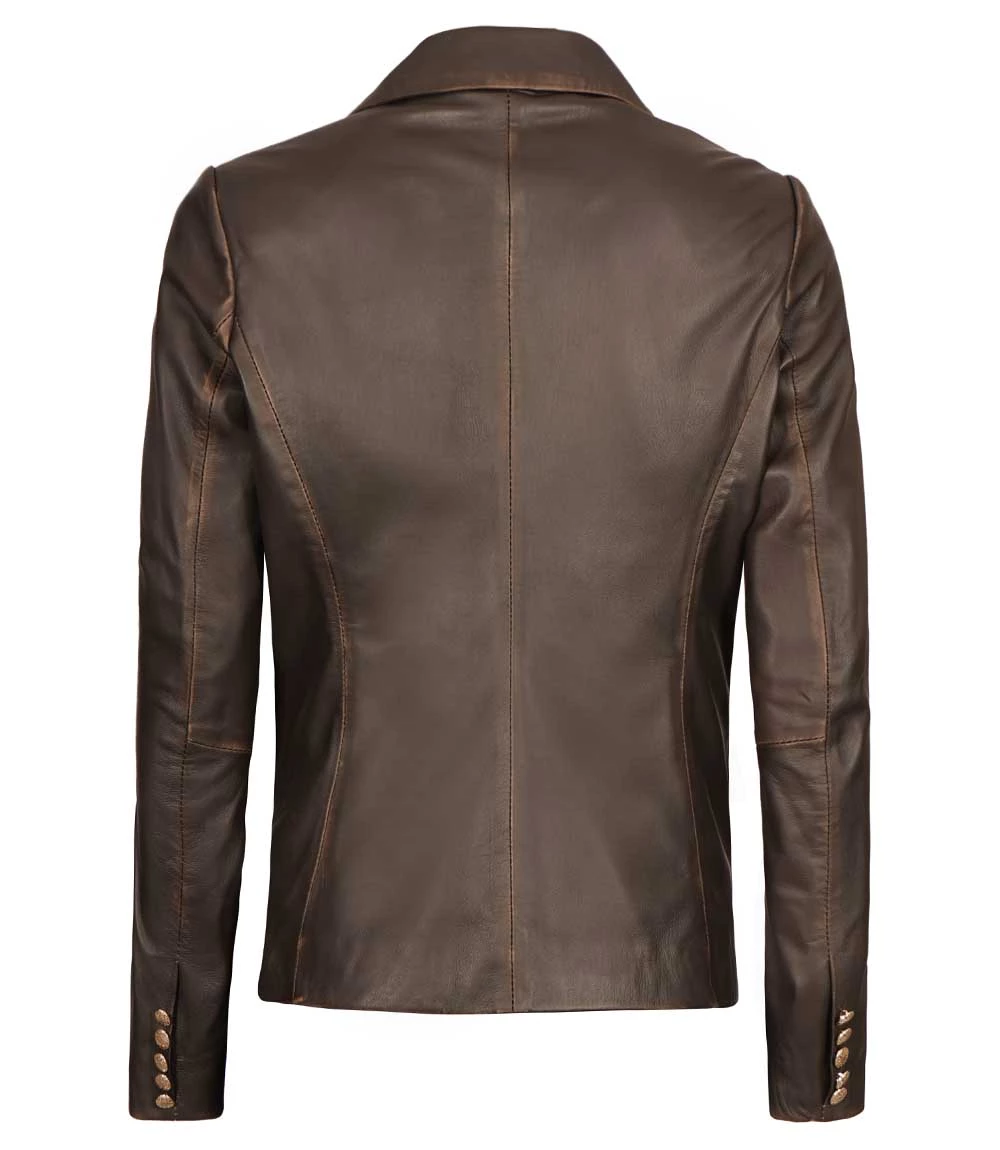 Emory Women's Brown Leather Blazer