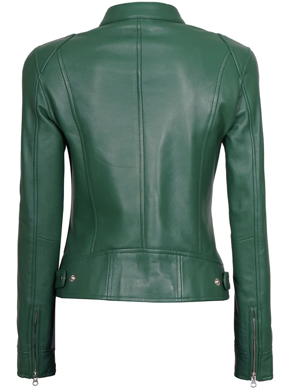 Emory Women's Green Motorcycle Leather Jacket