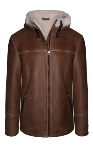 Enrique Men's Brown Sheepskin Leather Coat