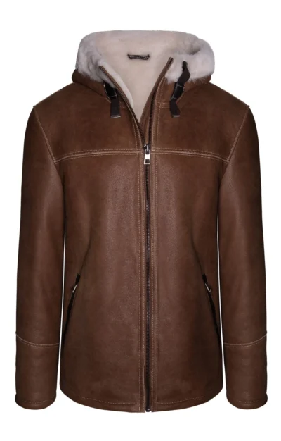 Enrique Men's Brown Sheepskin Leather Coat