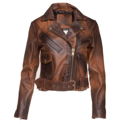 Enrique Women's Brown Vintage Leather Jacket
