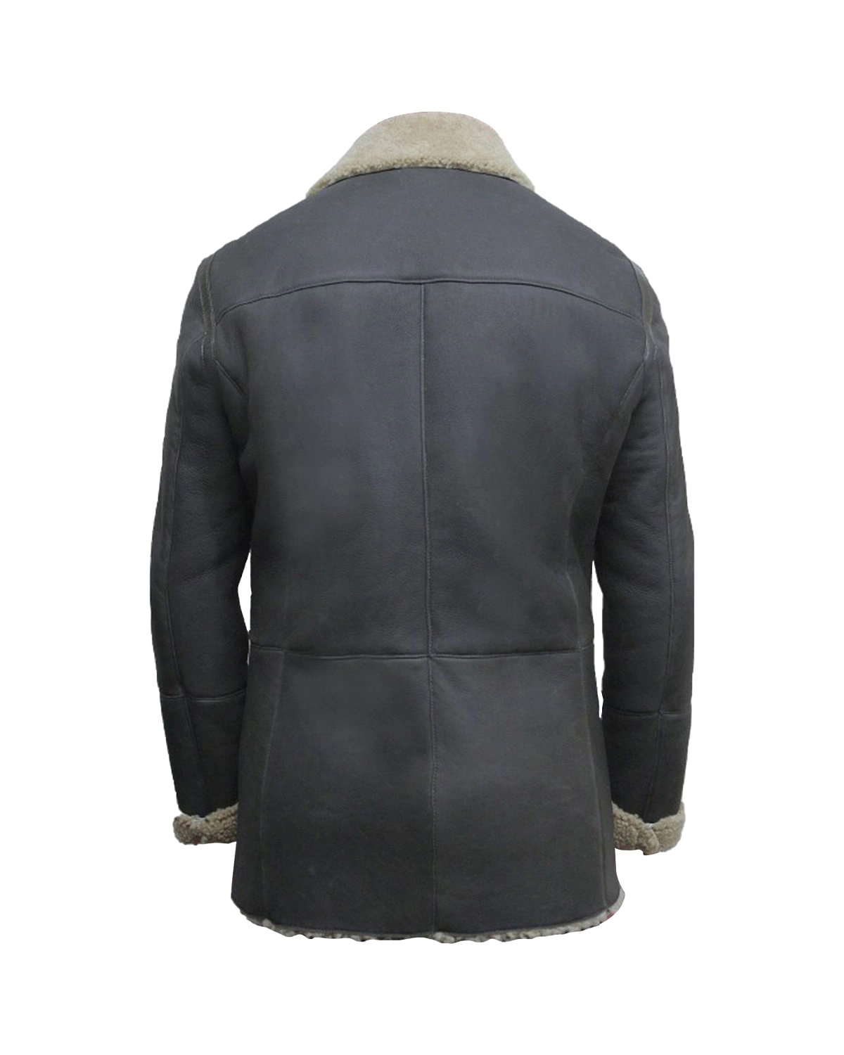 Ernesto Men's Grey Double Breasted Leather Coat